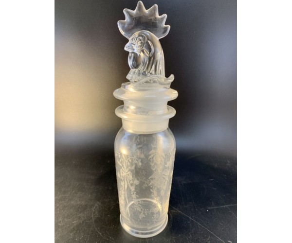 Heisey Orchid Etch Rooster Head Cocktail Shaker