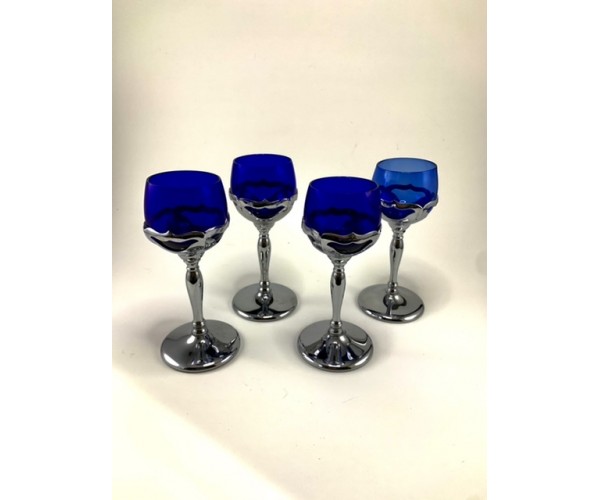 Four Farber Brothers Cobalt Blue Cocktail Glasses